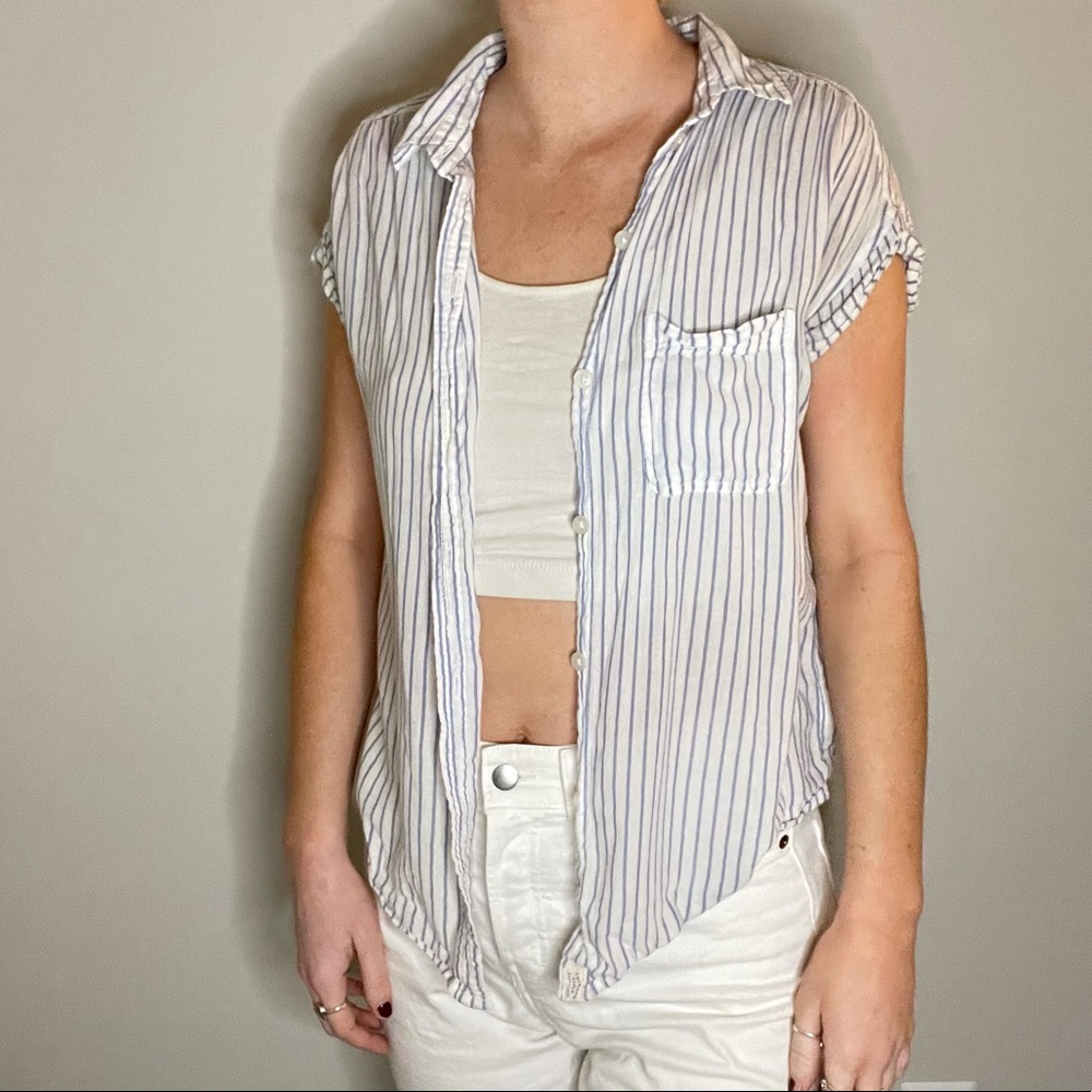 Blue & white stripe button down